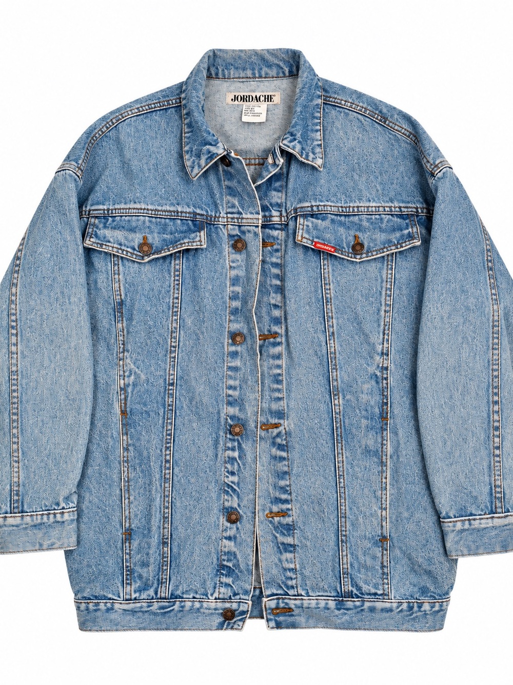 Vintage late 1980s early 1990s Jordache Light Blue Denim Trucker Jacket